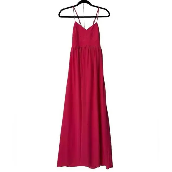 Badgley Mischka l Pink Cross Back Maxi Gown Size 2 - Picture 2 of 9